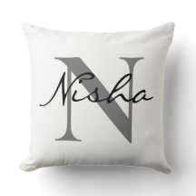 Zwart Grijs Gepersonaliseerde Familienaam Monogram