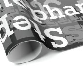 Zwart/Grijs Gepersonaliseerde Naam Collage Verjaar Cadeaupapier (Rol Hoek)