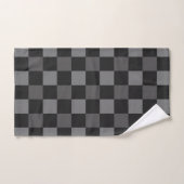 Zwart & grijs geruit vierkant kariert bad handdoek (Handdoek)