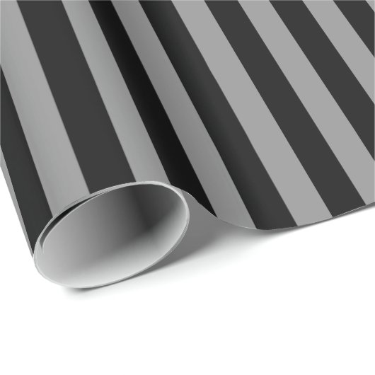 Zwart & Grijs Gestreepte Gestreepte Chic Bruiloft Cadeaupapier (Rol Hoek)