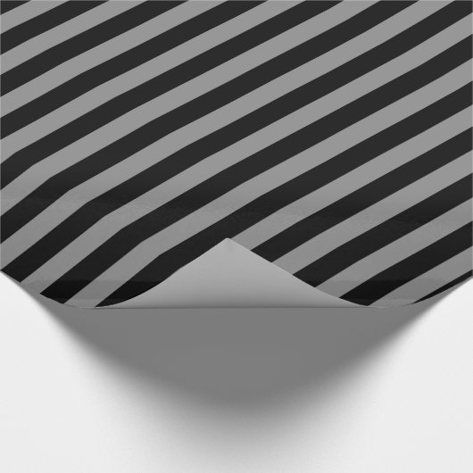 Zwart & Grijs Gestreepte Gestreepte Chic Trouw Cadeaupapier (Hoek)