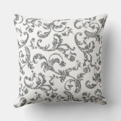 Zwart/grijs Glitter Damask Omkeerbare PIllow Kussen (Achterkant)