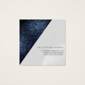 Zwart grijs Glitter Geo Heart Earning-beeldscherm Vierkante Visitekaartjes (Achterkant)