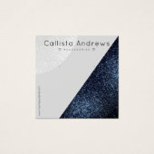 Zwart grijs Glitter Geo Heart Earning-beeldscherm Vierkante Visitekaartjes (Voorkant)