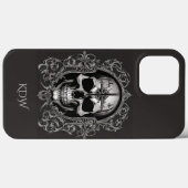 Zwart & Grijs Gotisch Schedel Monogram Case-Mate iPhone Case (Achterkant (horizontaal))