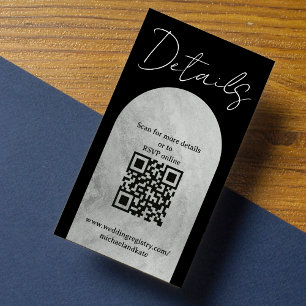 Zwart & Grijs Gotische grafsteen boog bruiloft det Informatiekaartje