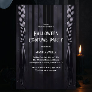 Zwart & Grijs Gotische Vlechten Halloween Kostuumf Kaart