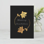 Zwart Grijs Goud Bloemen Krans Luxe Elegant Kaart (Staand voorkant)