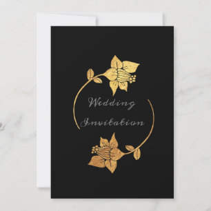 Zwart Grijs Goud Bloemen Krans Luxe Elegant Kaart