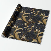 Zwart Grijs Goud Classy Elegant Patroon Cadeaupapier (Uitgerold)