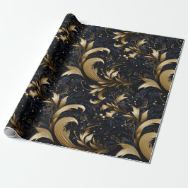 Zwart Grijs Goud Classy Elegant Patroon Cadeaupapier