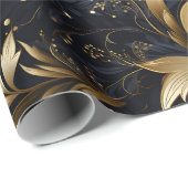 Zwart Grijs Goud Classy Elegant Patroon Cadeaupapier (Rol Hoek)