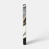 Zwart Grijs Goud Marmeren Swirl Abstract Patroon Samsung Galaxy Hoesje (Linkerkant)