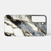 Zwart Grijs Goud Marmeren Swirl Abstract Patroon Samsung Galaxy Hoesje (Achterkant horizontaal)