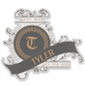 zwart/grijs/goud met beste Initiaal Sticker (Voorkant)