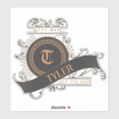 zwart/grijs/goud met beste Initiaal Sticker (Vel)