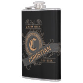 zwart/grijs/goud met Initiaal Groomsman Heupfles (Links)