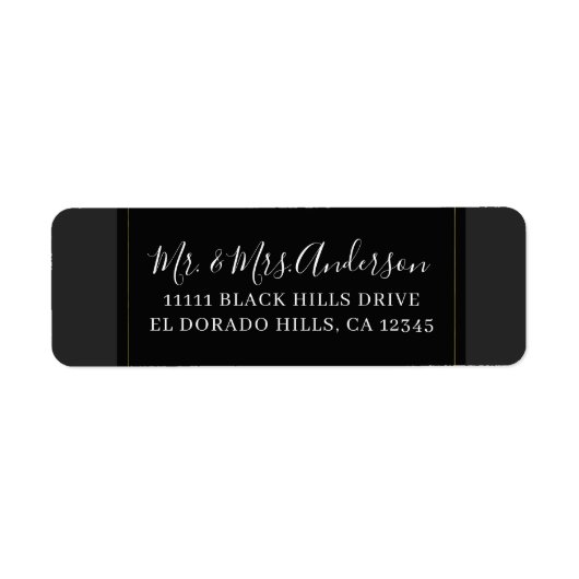 Zwart Grijs Goud Modern Minimaal Elegant Huwelijk Etiket (Voorkant)