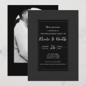 Zwart Grijs Goud Modern Minimaal Elegant Verloving Kaart (Voorkant / Achterkant)