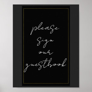 Zwart Grijs Goud Modern Minimaal Gastboek Bord Poster