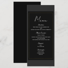 Zwart Grijs Goud Modern Minimaal Huwelijksmenu Menu