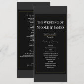 Zwart Grijs Goud Modern Minimaal Huwelijksprogramm Programmakaart (Voorkant / Achterkant)