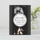 Zwart Grijs Goud Modern Minimaal Save the Date (Staand voorkant)