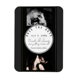 Zwart Grijs Goud Modern Minimaal Save the Date Magneet