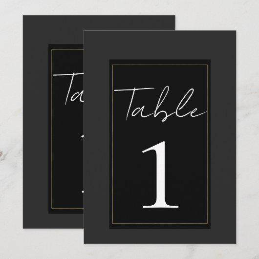 Zwart Grijs Goud Modern Minimaal Tafelnummer (Voorkant / Achterkant)