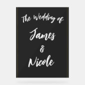Zwart Grijs Goud Modern Minimal Elegant Huwelijk Acryl Bord (Voorkant)