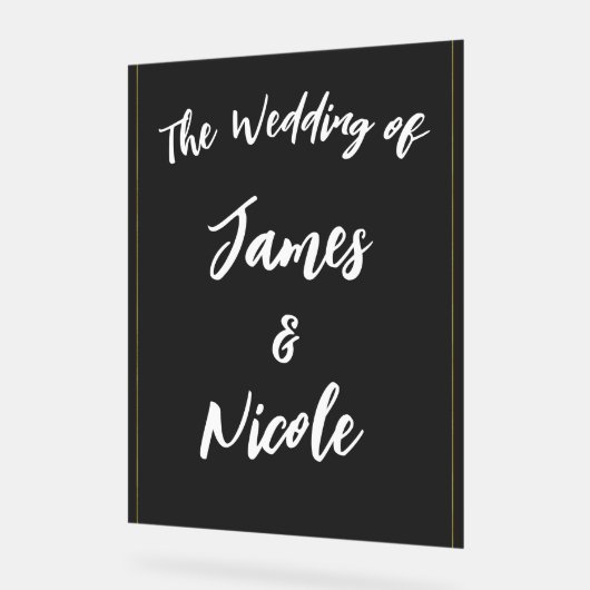 Zwart Grijs Goud Modern Minimal Elegant Huwelijk Acryl Bord (Hoek)