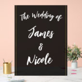 Zwart Grijs Goud Modern Minimal Elegant Huwelijk Acryl Bord (Huwelijk)