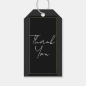 Zwart Grijs Goud Modern Minimal Elegant Huwelijk Cadeaulabel (Voorkant)