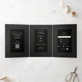 Zwart Grijs Goud Modern Minimal Elegant Huwelijk Drieluik Uitnodiging (Binnen)