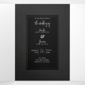 Zwart Grijs Goud Modern Minimal Elegant Huwelijk Drieluik Uitnodiging (Binnenkant midden)