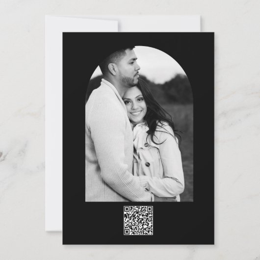 Zwart Grijs Goud Modern Minimal Elegant Huwelijk Kaart (Achterkant)