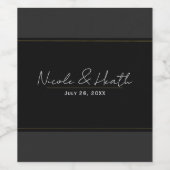 Zwart Grijs Goud Modern Minimal Elegant Huwelijk Wijn Etiket (Enkel label)