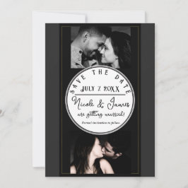 Zwart Grijs Goud Modern Minimal Save the Date