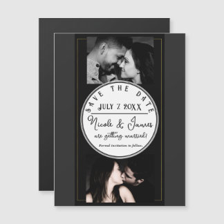 Zwart Grijs Goud Modern Minimal Save the Date