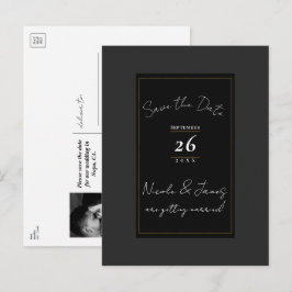 Zwart Grijs Goud Modern Minimal Save the Date Aankondigingskaart