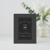 Zwart Grijs Goud Modern Minimal Save the Date Aankondigingskaart (Staand voorkant)