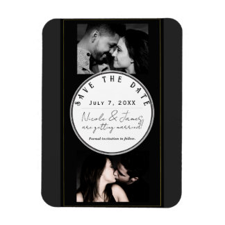 Zwart Grijs Goud Modern Minimal Save the Date Magneet