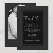 Zwart Grijs Goud Modern Minimal Wedding Bedankt Kaart (Voorkant / Achterkant)