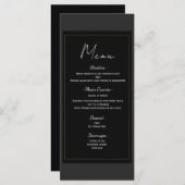 Zwart Grijs Goud Modern Minimal Wedding Menu (Voorkant / Achterkant)