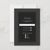 Zwart Grijs Goud Modern Minimal Wedding RSVP (Voorkant)