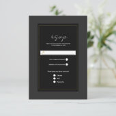 Zwart Grijs Goud Modern Minimal Wedding RSVP (Staand voorkant)