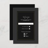 Zwart Grijs Goud Modern Minimal Wedding RSVP (Voorkant / Achterkant)