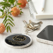 Zwart grijs goud moderne banner DIY-kamernummer Sleutelhanger (Zijkant)