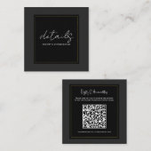 Zwart Grijs Goud Moderne Minimale Trouwdetails Vierkante Visitekaartje (Voorkant / Achterkant)