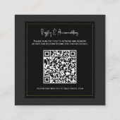 Zwart Grijs Goud Moderne Minimale Trouwdetails Vierkante Visitekaartje (Achterkant)